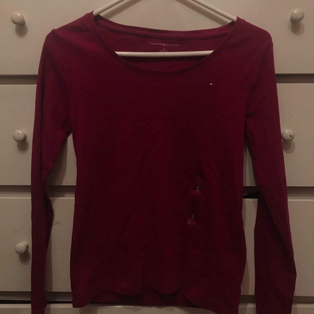 Maroon Long-Sleeve Tommy Hilfiger Shirt